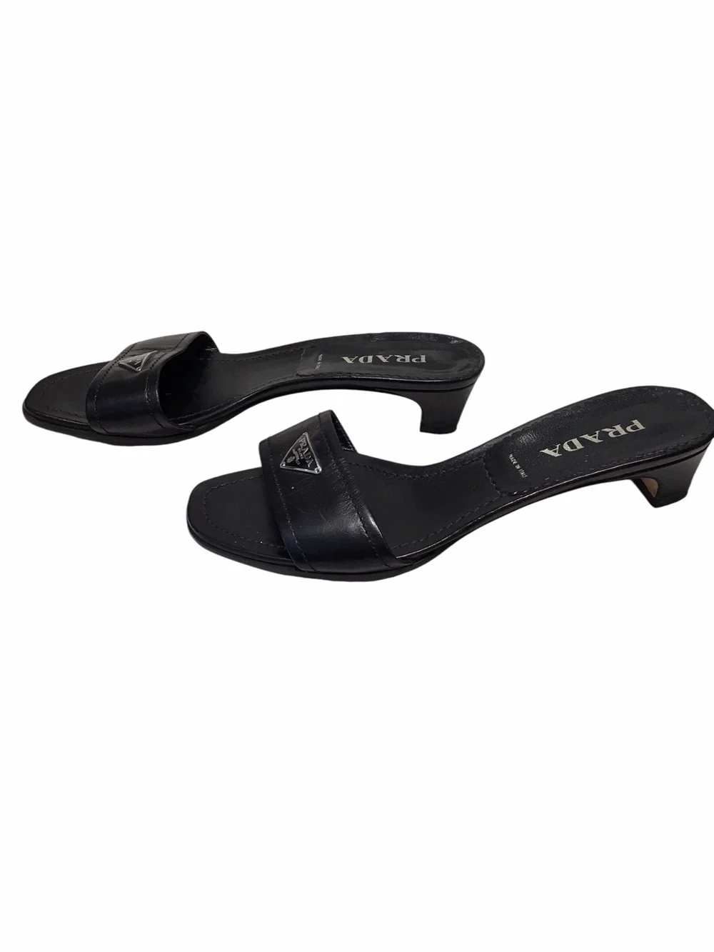 Prada Black LogoTriangle Slide Mules - Picture 5 of 7